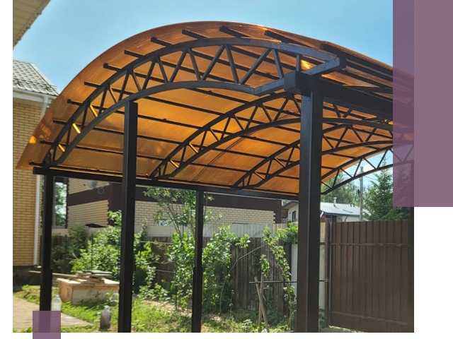 Изготовление навесов под ключ в Гусе-Хрустальном из качественных материалов