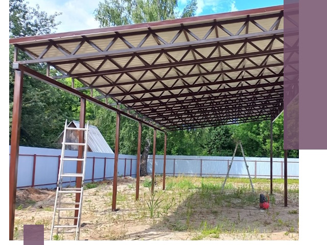 Односкатные навесы под ключ в Гусе-Хрустальном — изготовление и монтаж