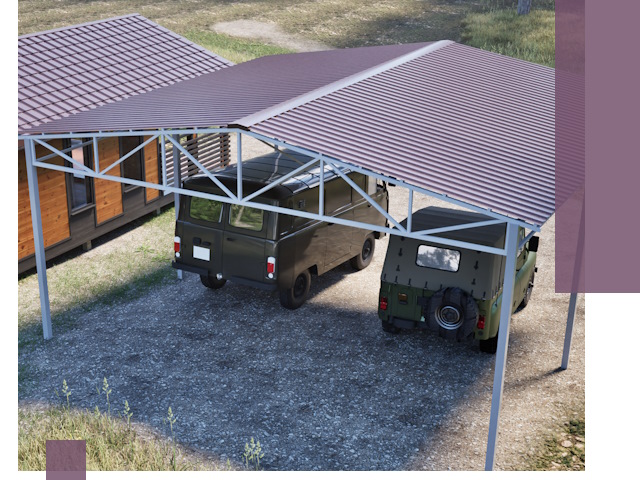 Двускатные навесы под ключ в Гусе-Хрустальном — изготовление и монтаж